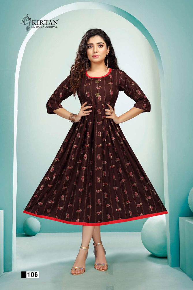 Kirtan Nitya Latest Designer Ethnic Wear Rayon Anarkali Kurti Collection